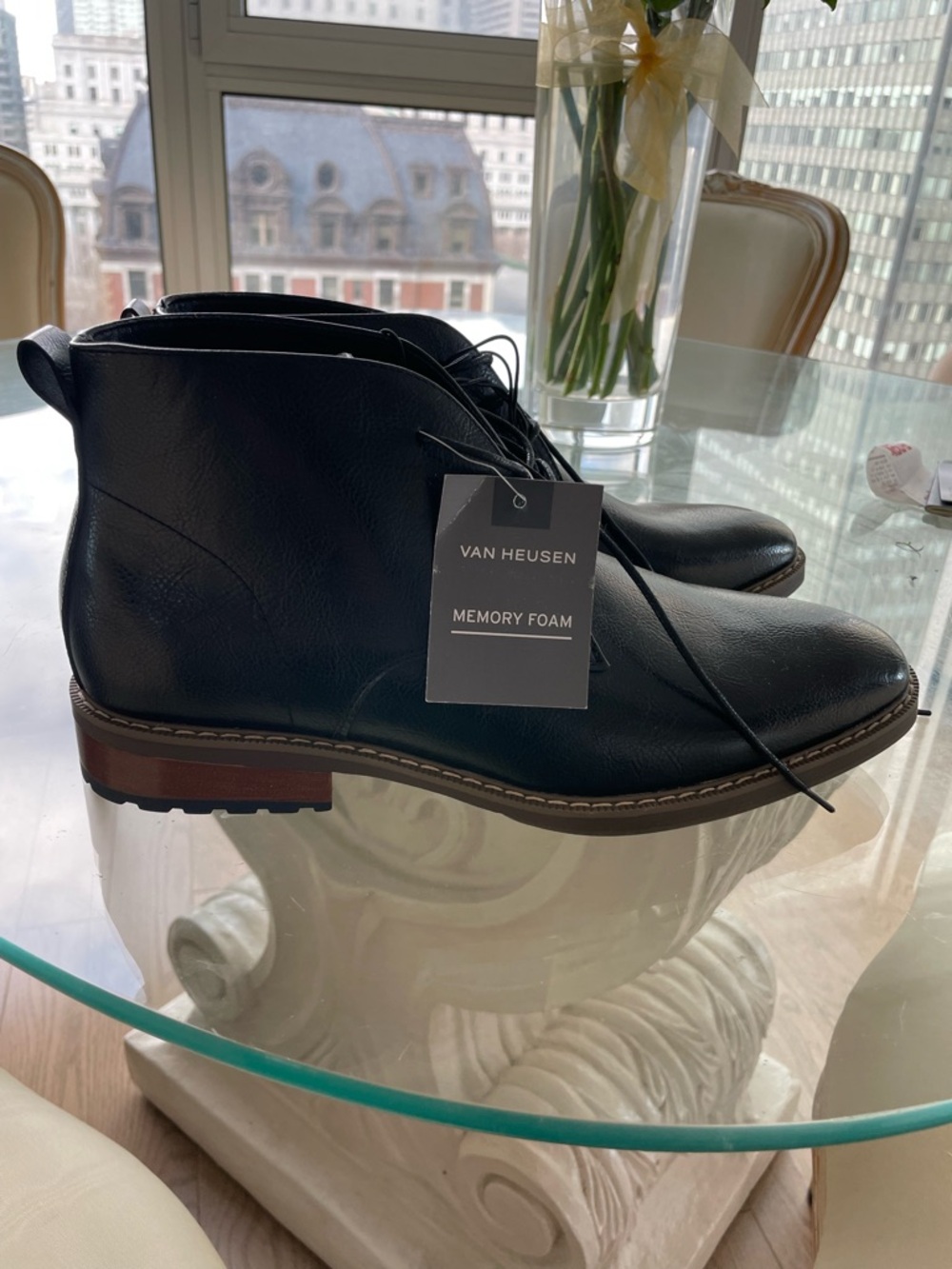 Van Heusen Black Chukka Boots with Brown Trim